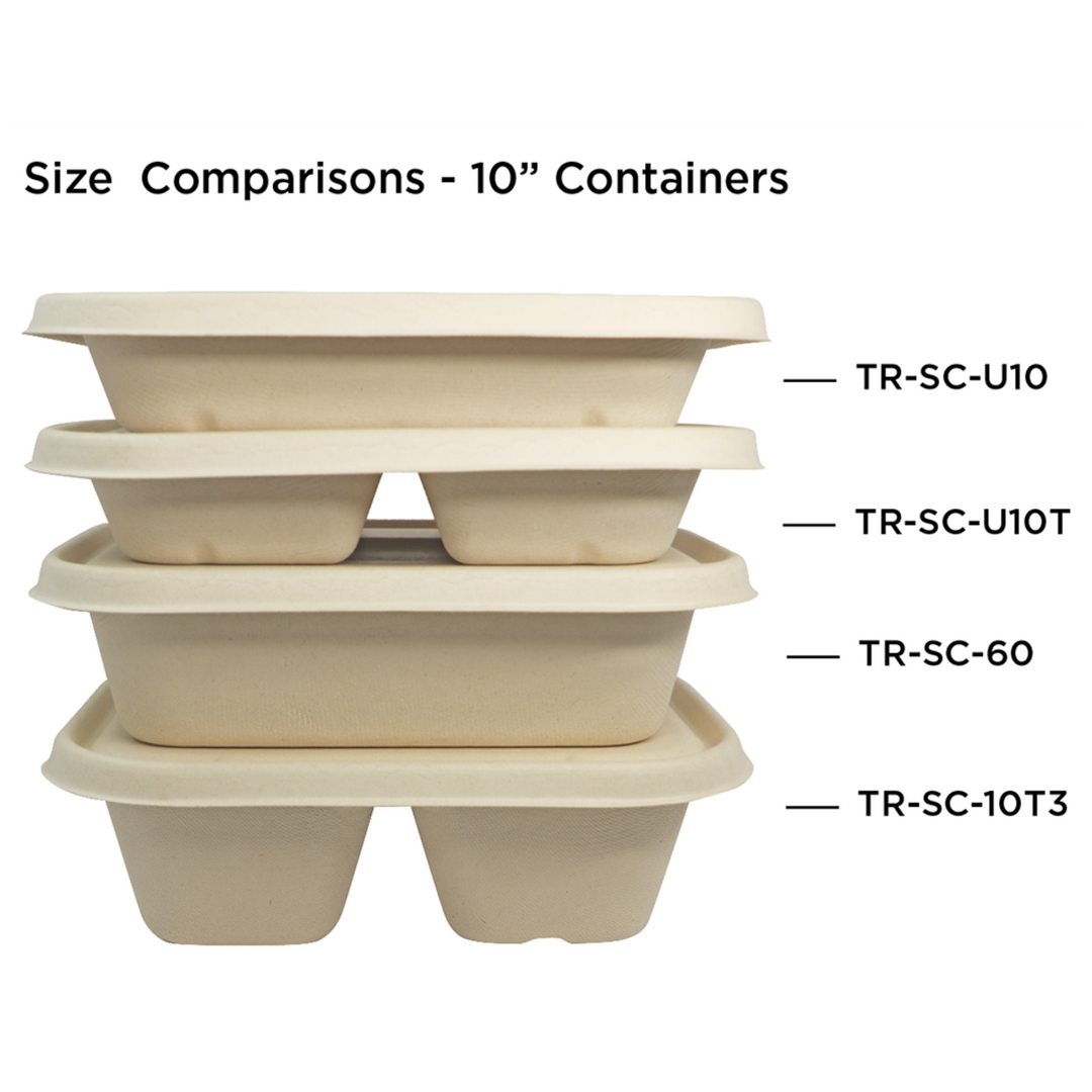 World Centric TR-SC-U10-LFS Compostable Plant Fiber 36 oz Food Container 10" x 7.5" x 1.5"