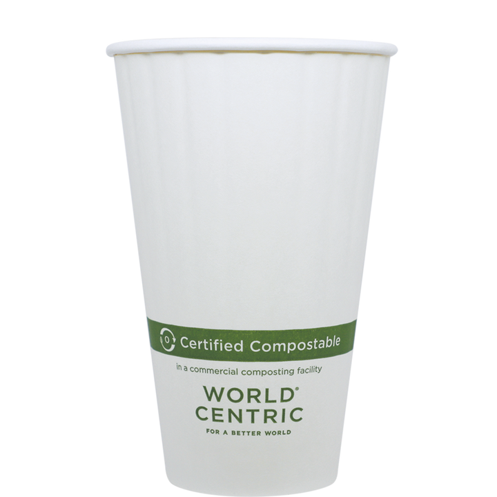 World Centric CU-PA-16D 16 oz White Double Wall Hot Cup World Centric