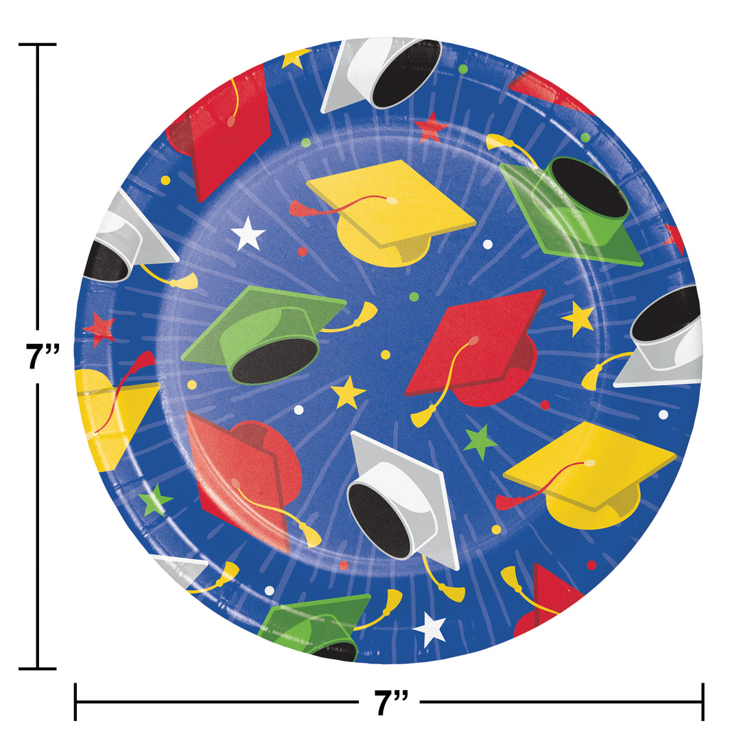 Creative Converting 7" Round Hats Off Grad Paper Plates