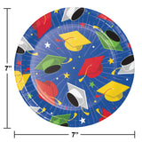 Creative Converting 7" Round Hats Off Grad Paper Plates