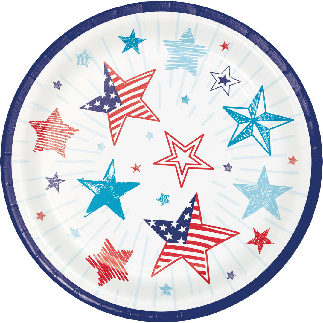 Creative Converting 7" Round Patriotic Party Paper Plates Creative Converting