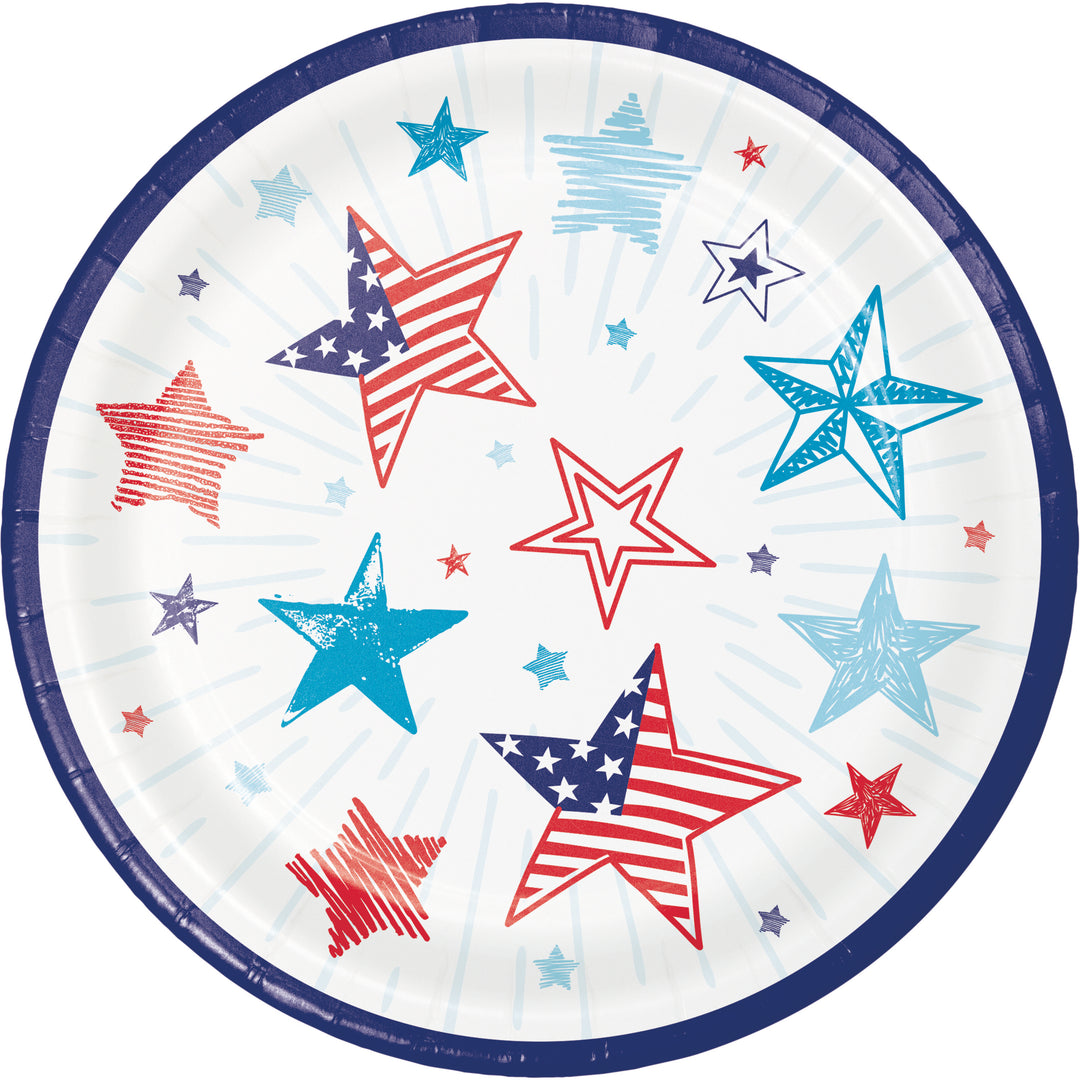 Creative Converting 7" Round Patriotic Party Paper Plates