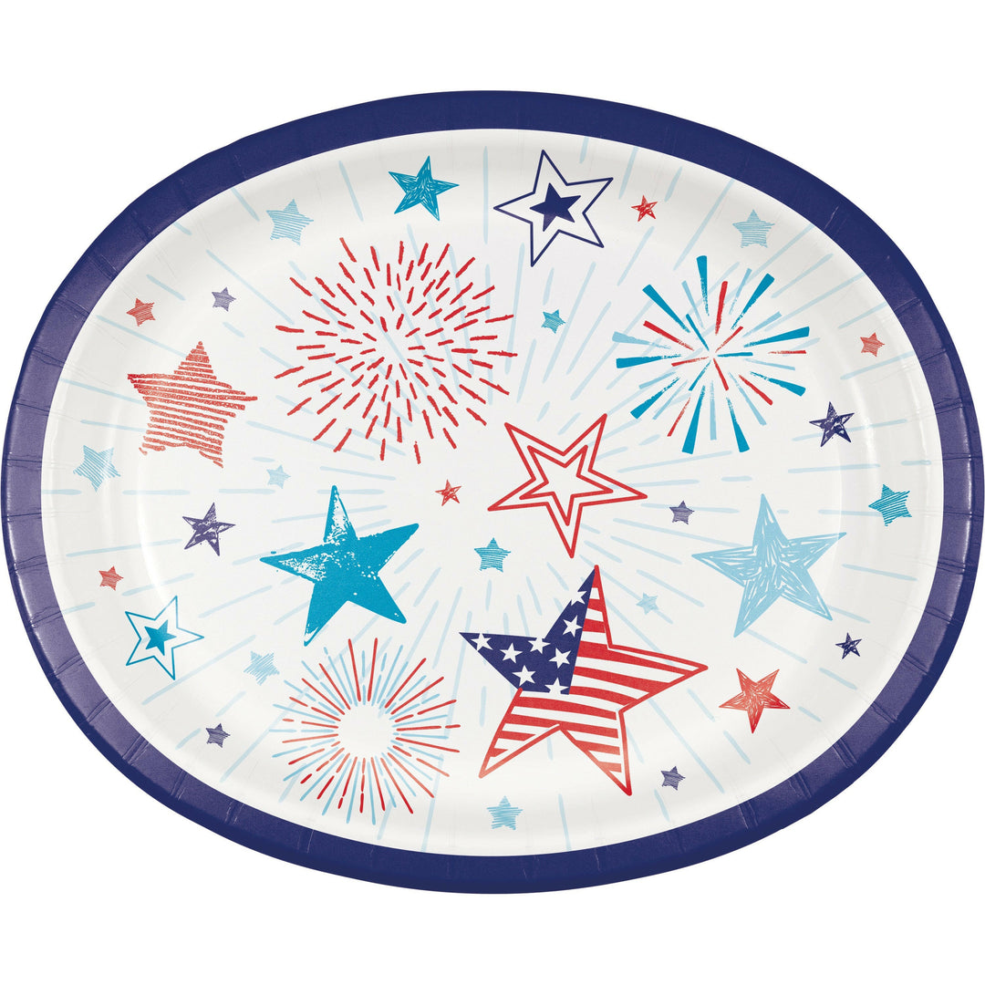Creative Converting 10" x 12" Oval Patriotic Party Paper Platters Creative Converting