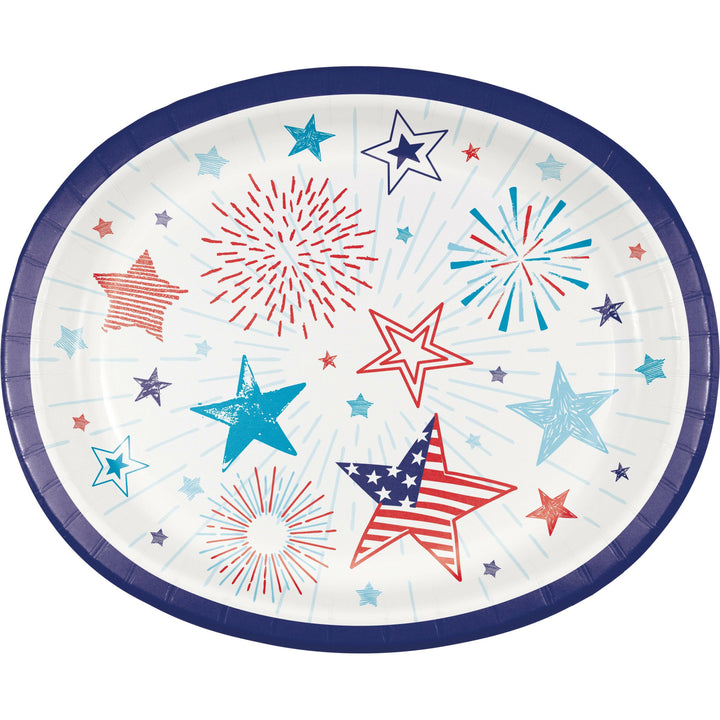 Creative Converting 10" x 12" Oval Patriotic Party Paper Platters Creative Converting