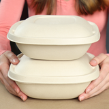World Centric BQ-SC-48-LFS Compostable Plant Fiber 48 oz Food Container 8.3" Square