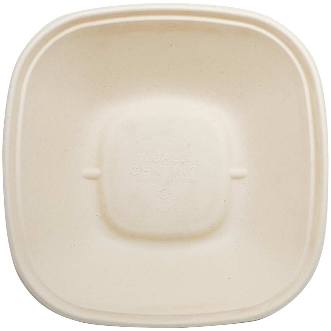 World Centric BQ-SC-48-LFS Compostable Plant Fiber 48 oz Food Container 8.3" Square