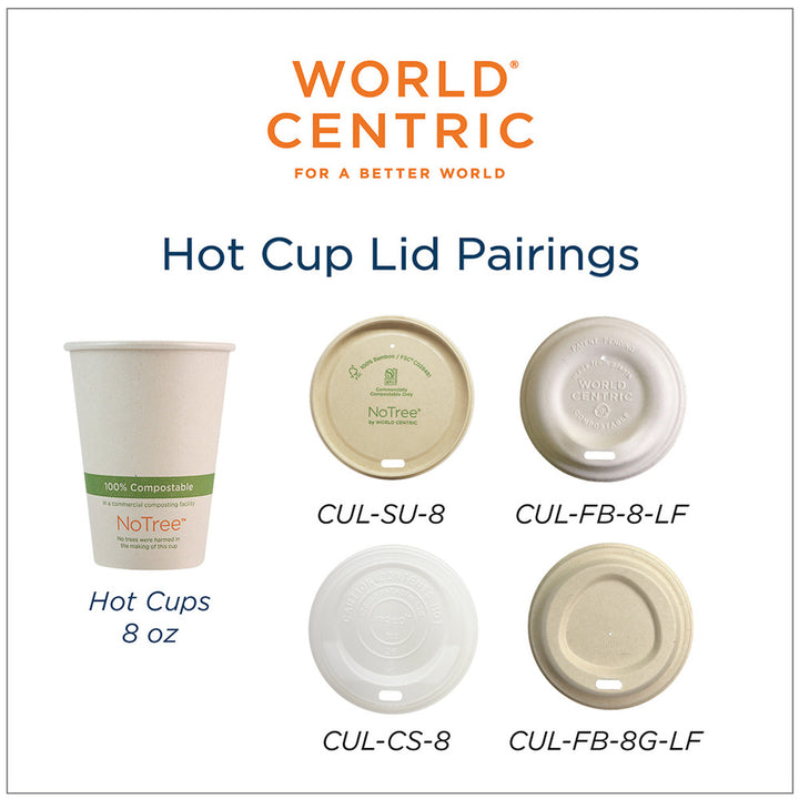 World Centric CUL-SU-8 NoTree Lid for 8 oz NoTree Hot Cups