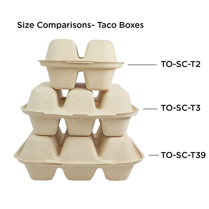 World Centric TO-SC-T3-LFS  3 Compartment Fiber Taco Box 8" x 7" x 3" World Centric