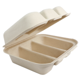 World Centric TO-SC-T3-LFS  3 Compartment Fiber Taco Box 8" x 7" x 3"