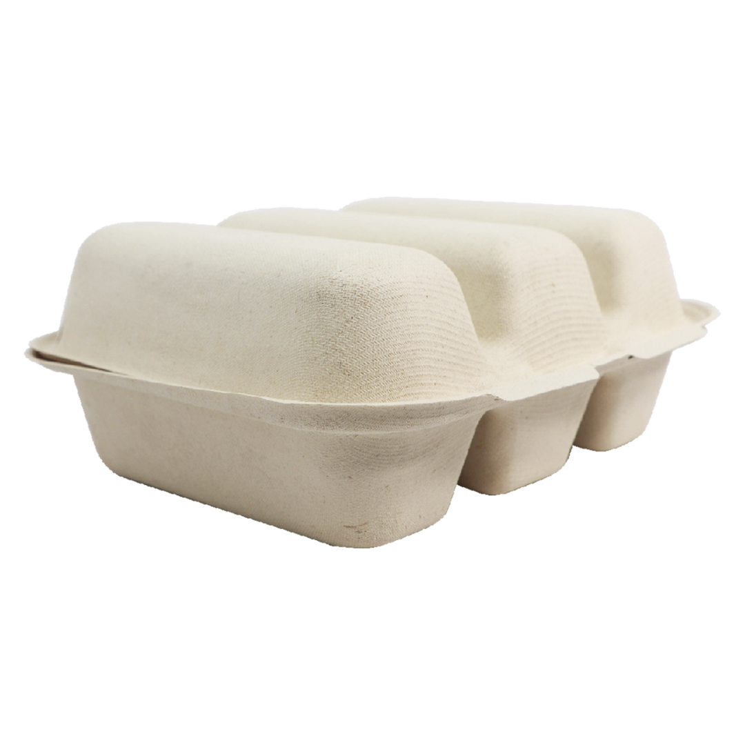 World Centric TO-SC-T3-LFS  3 Compartment Fiber Taco Box 8" x 7" x 3" World Centric