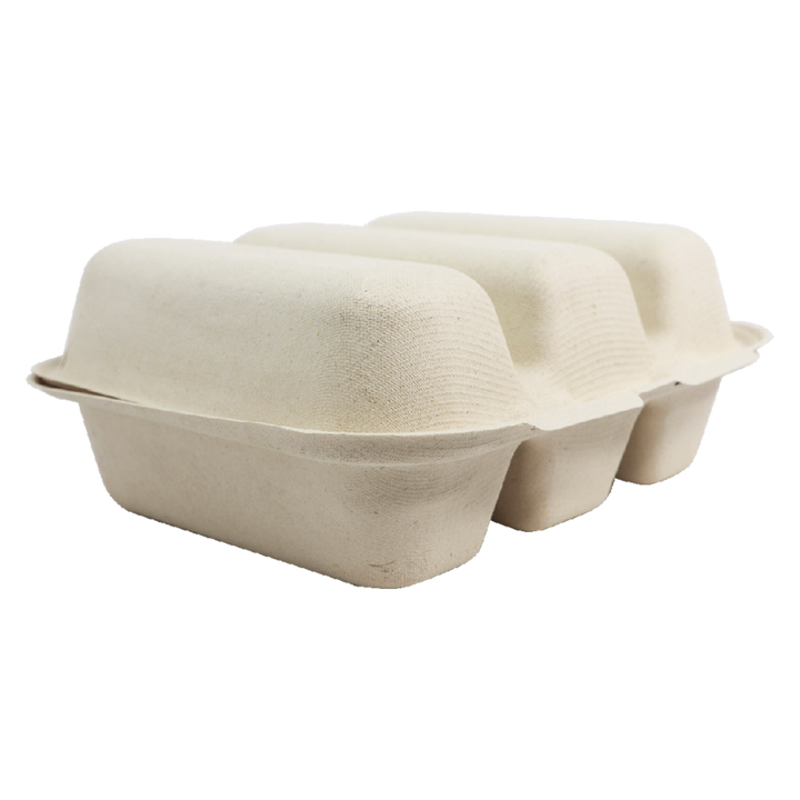 World Centric TO-SC-T3-LFS  3 Compartment Fiber Taco Box 8" x 7" x 3" World Centric