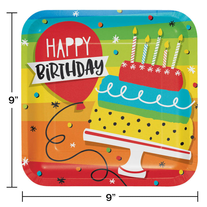 Creative Converting 332460 9" Square Hoppin Birthday Cake Plates Creative Converting