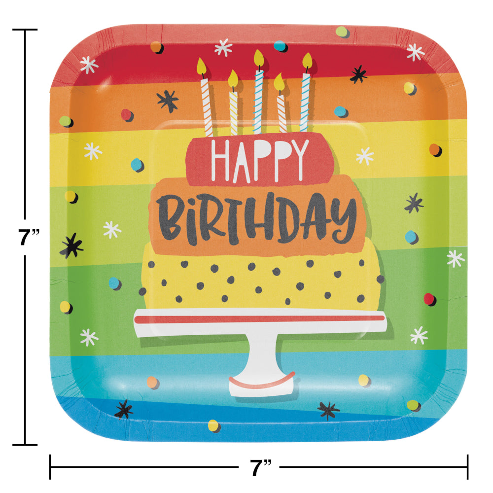 Creative Converting 332461 7" Square Hoppin Birthday Cake Plates