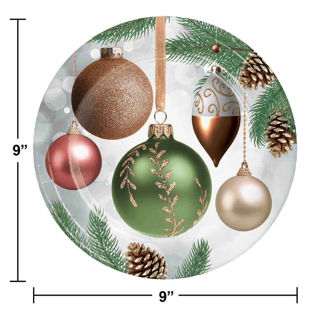 Creative Converting 9" Round Dazzling Ornaments Paper Plates