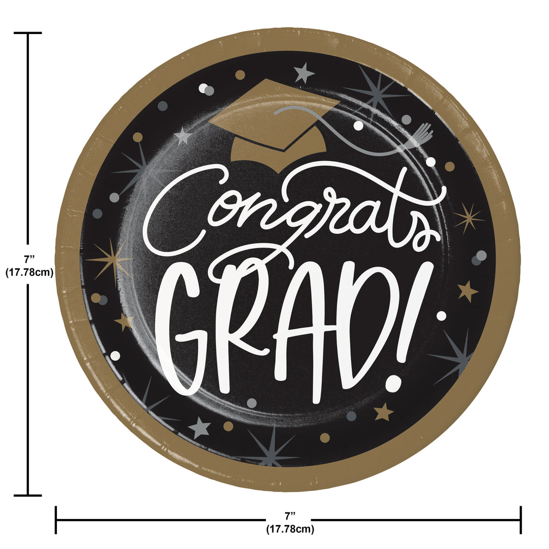 Creative Converting 374109 7" Round Glowing Grad Paper Plates