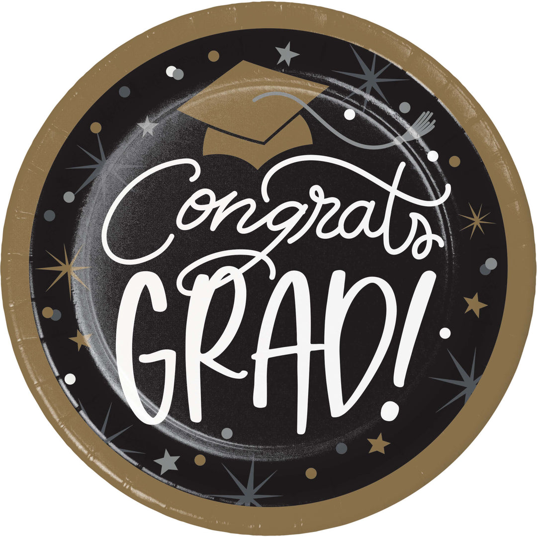 Creative Converting 374109 7" Round Glowing Grad Paper Plates