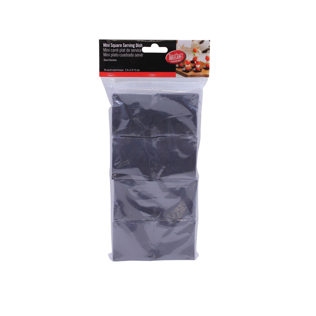 Tablecraft BAMDSBK2 2.5" Square Black Bamboo Dish