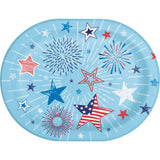 Creative Converting 374076 10" x 12" Oval Patriotic Party Paper Platters