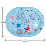 Creative Converting 374076 10" x 12" Oval Patriotic Party Paper Platters