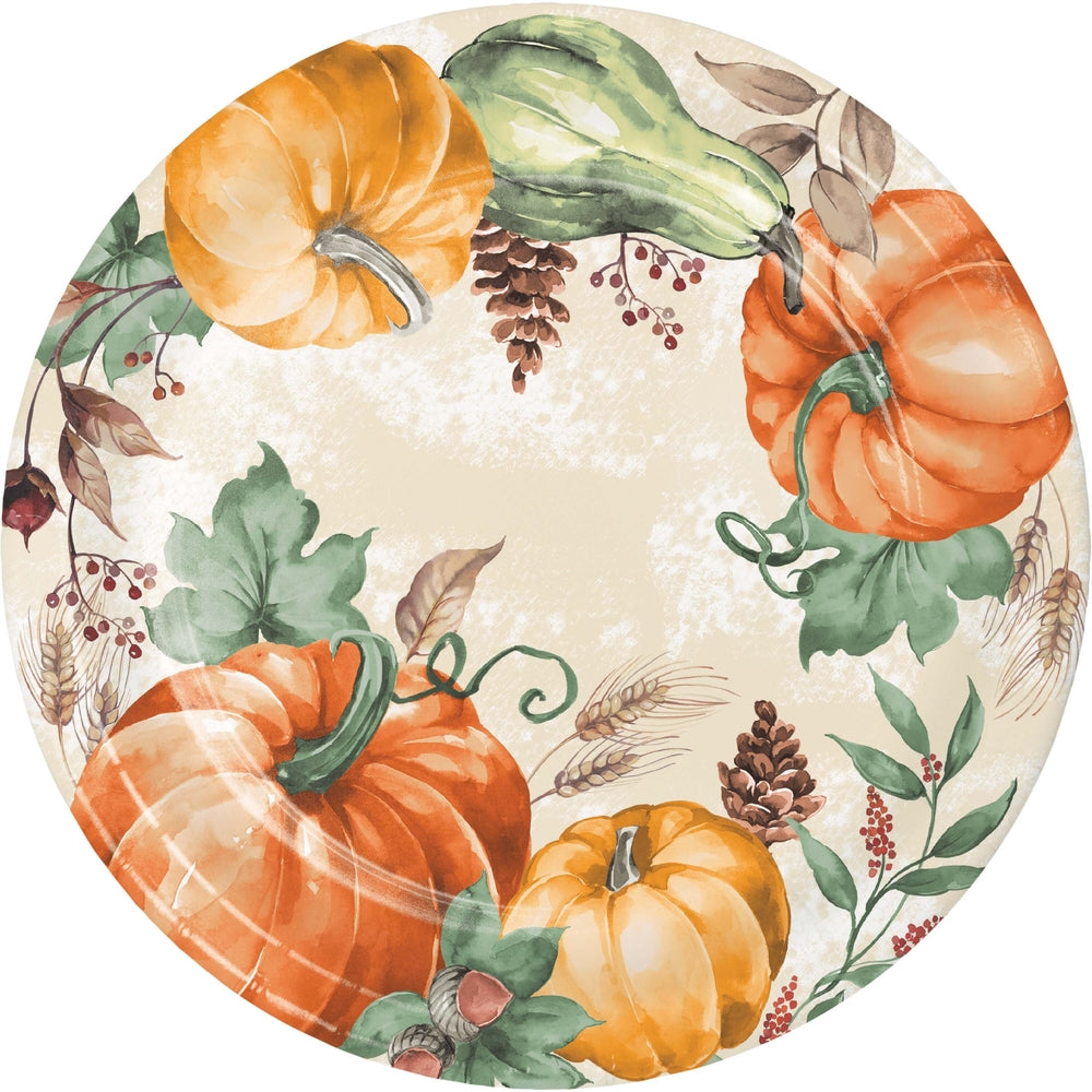 Creative Converting 376152 9" Round Harvest Delight Paper Plates