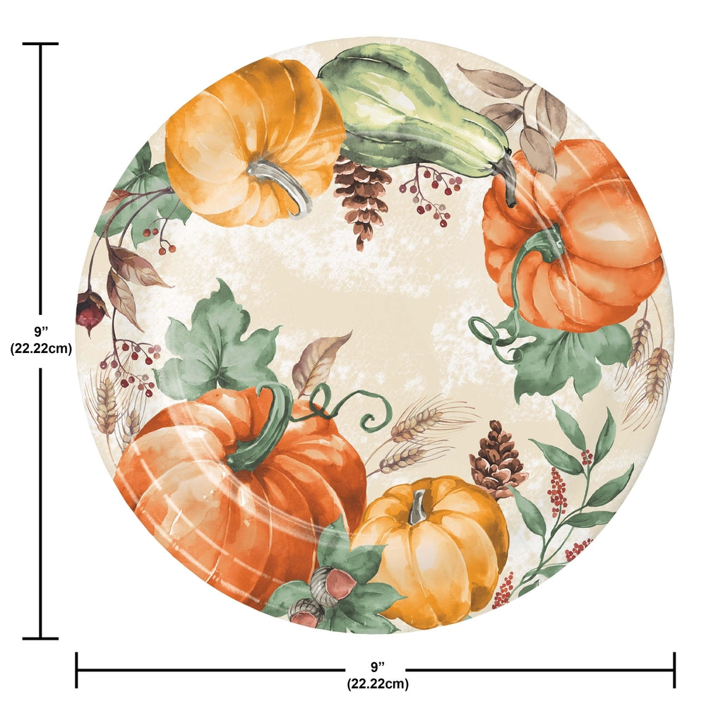 Creative Converting 376152 9" Round Harvest Delight Paper Plates
