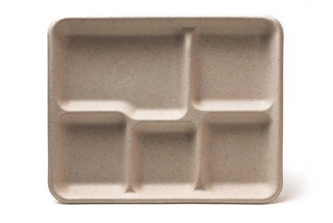 Greenwave OV-T023 Ovation 5 Compartment Compostable School Tray