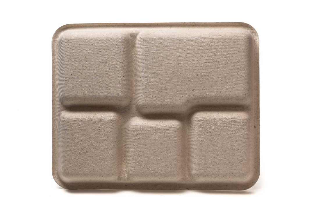 Greenwave OV-T023 Ovation 5 Compartment Compostable School Tray