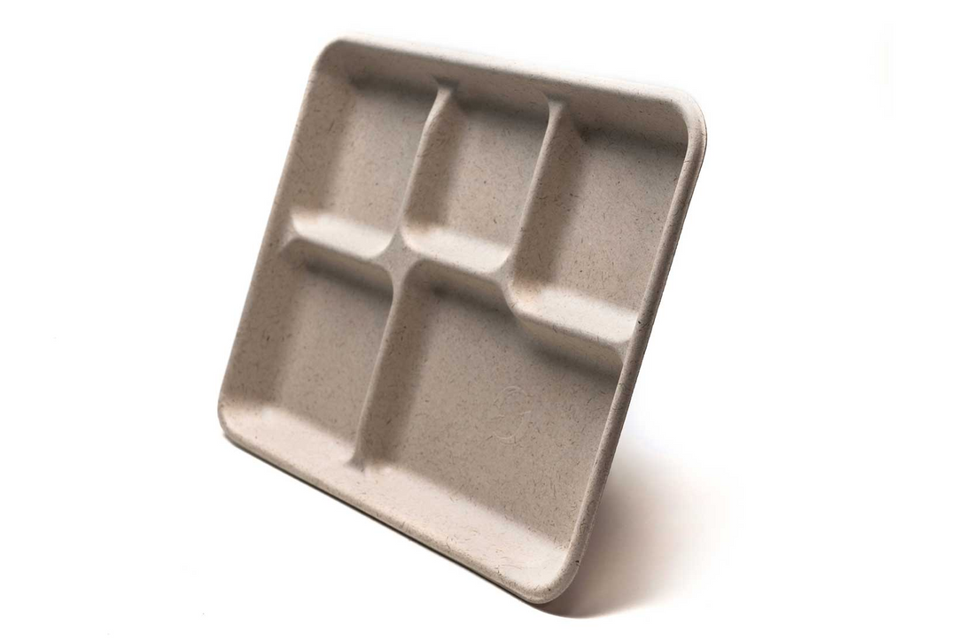 Greenwave OV-T023 Ovation 5 Compartment Compostable School Tray