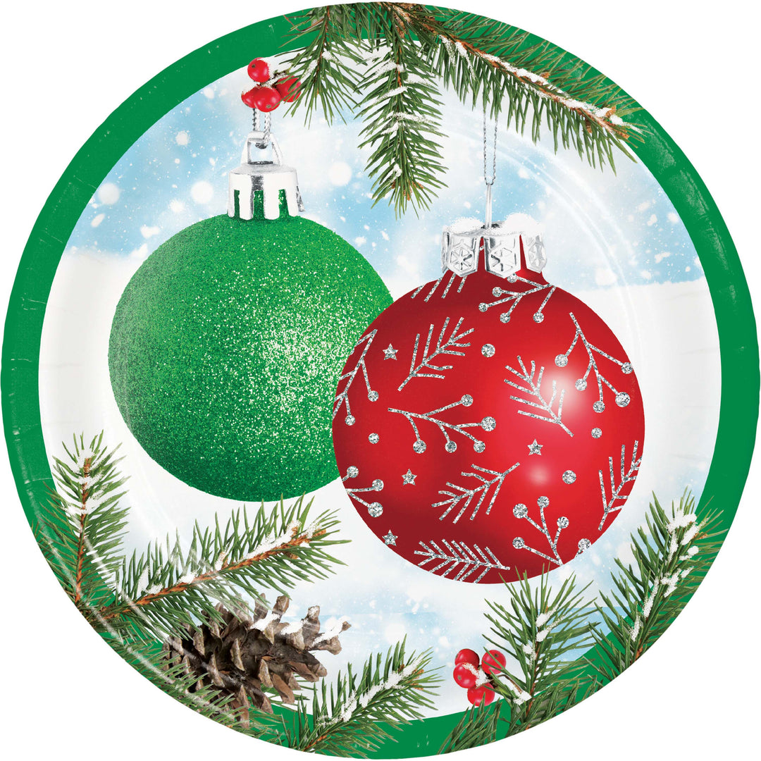 Creative Converting 376071 Classical Christmas 7" Round Paper Plates