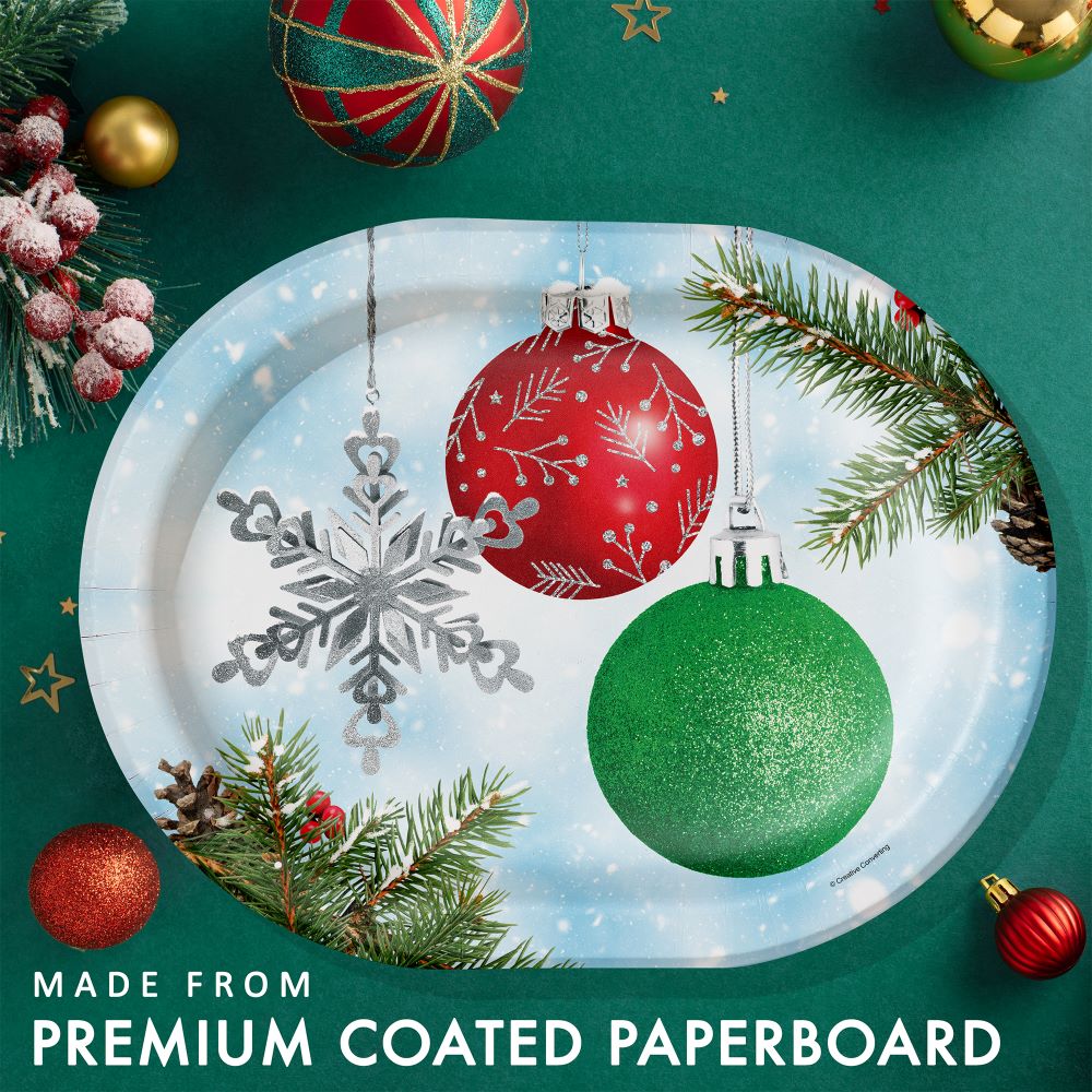 Creative Converting 376073 9.25" x 12" Classical Christmas Oval Paper Platters
