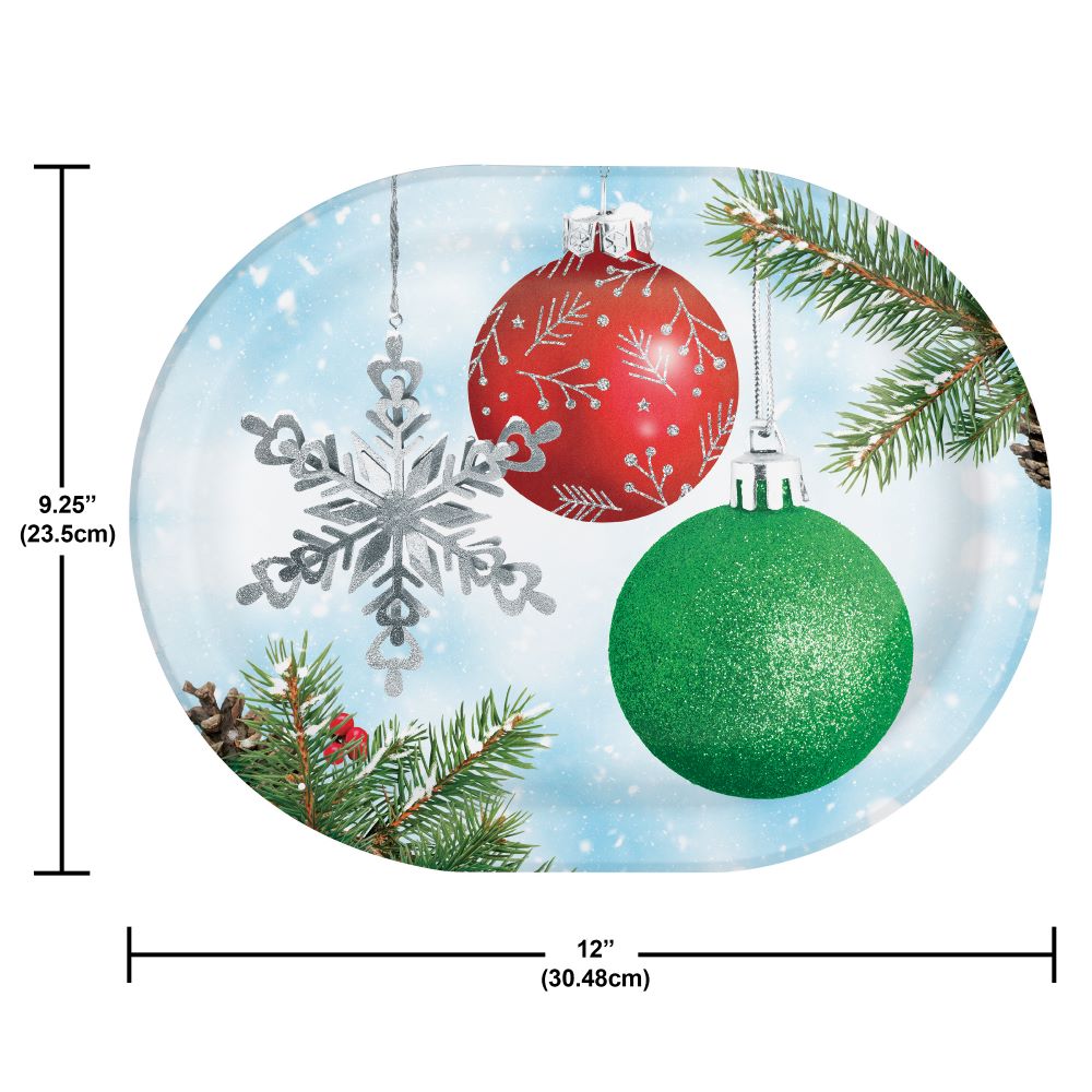 Creative Converting 376073 9.25" x 12" Classical Christmas Oval Paper Platters