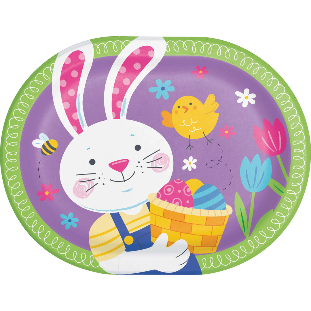 Creative Converting 12" x 9" Oval Bunny Bliss Paper Platters