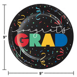 Creative Converting 369877 9" Round Congrats Grad Paper Plates