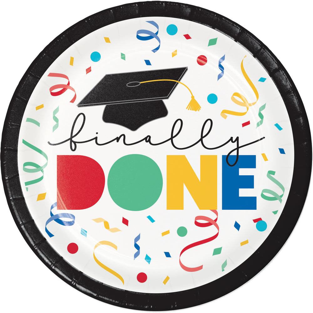 Creative Converting 369930 7" Round "Finally Done" Paper Plates