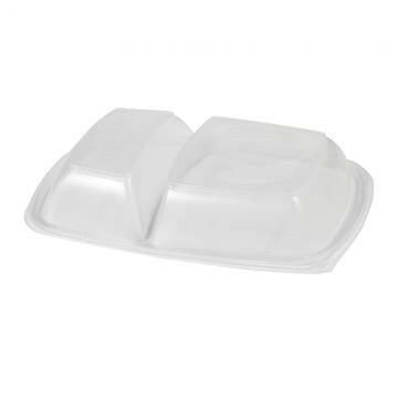 Sabert 53172B150N Clear High Dome Lid for 43 oz. Two-Compartment Medium Rectangle Container Sabert