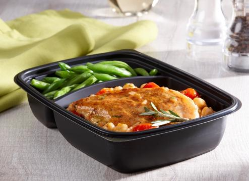 Sabert 78229B300N Black 18 oz and 12 oz 2 Compartment Bottom 300/Case Sabert