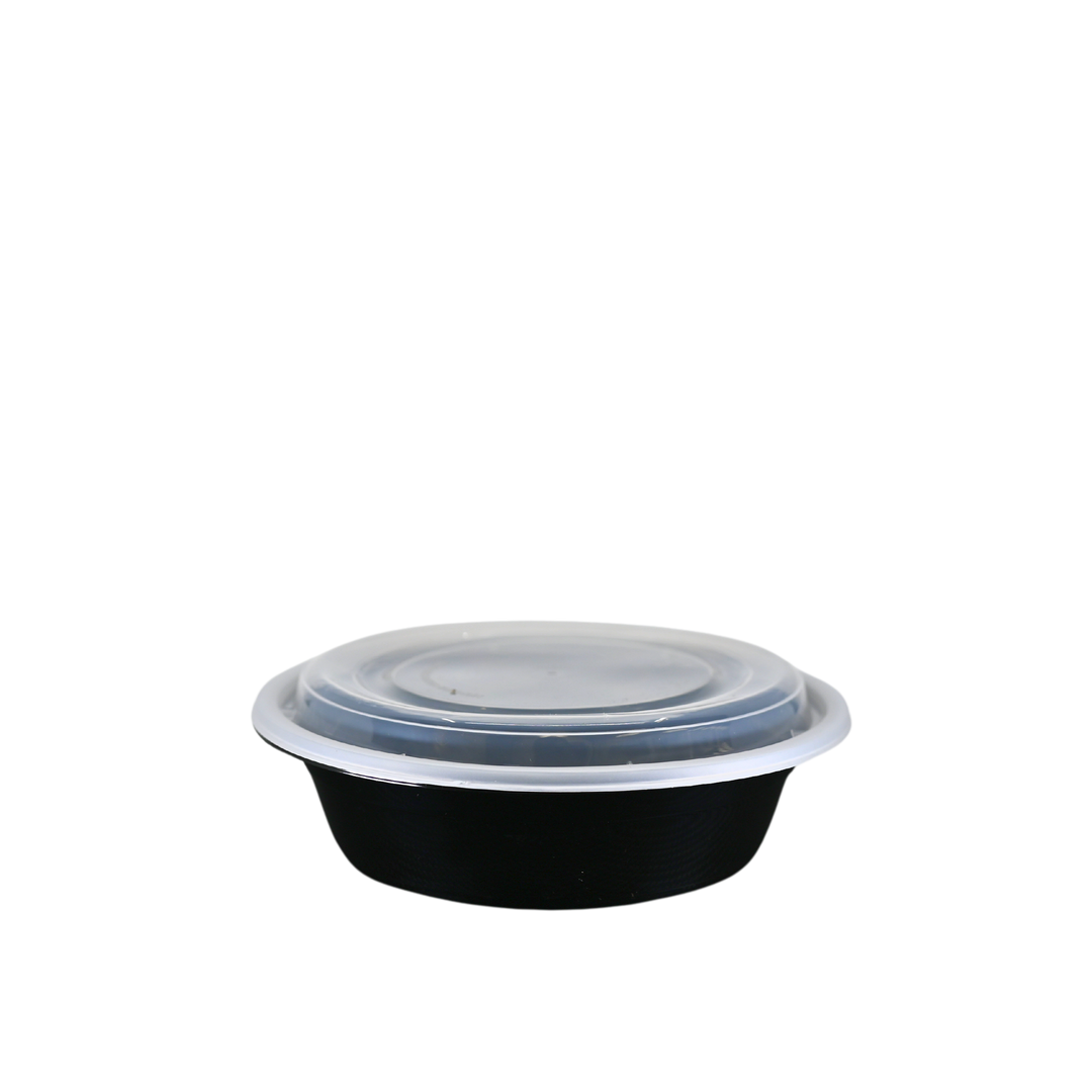 ITI 24 Ounce Black Clear Top Round Polypropylene To Go Combo Container, 150/Case