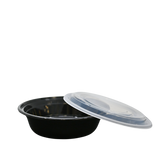 ITI 24 Ounce Black Clear Top Round Polypropylene To Go Combo Container, 150/Case