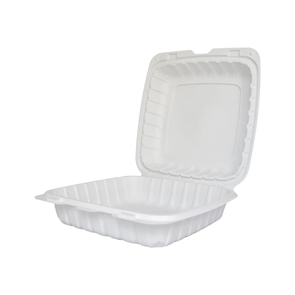ITI TG-PM-99 9" x 9" White Plastic Hinged Container International Tableware