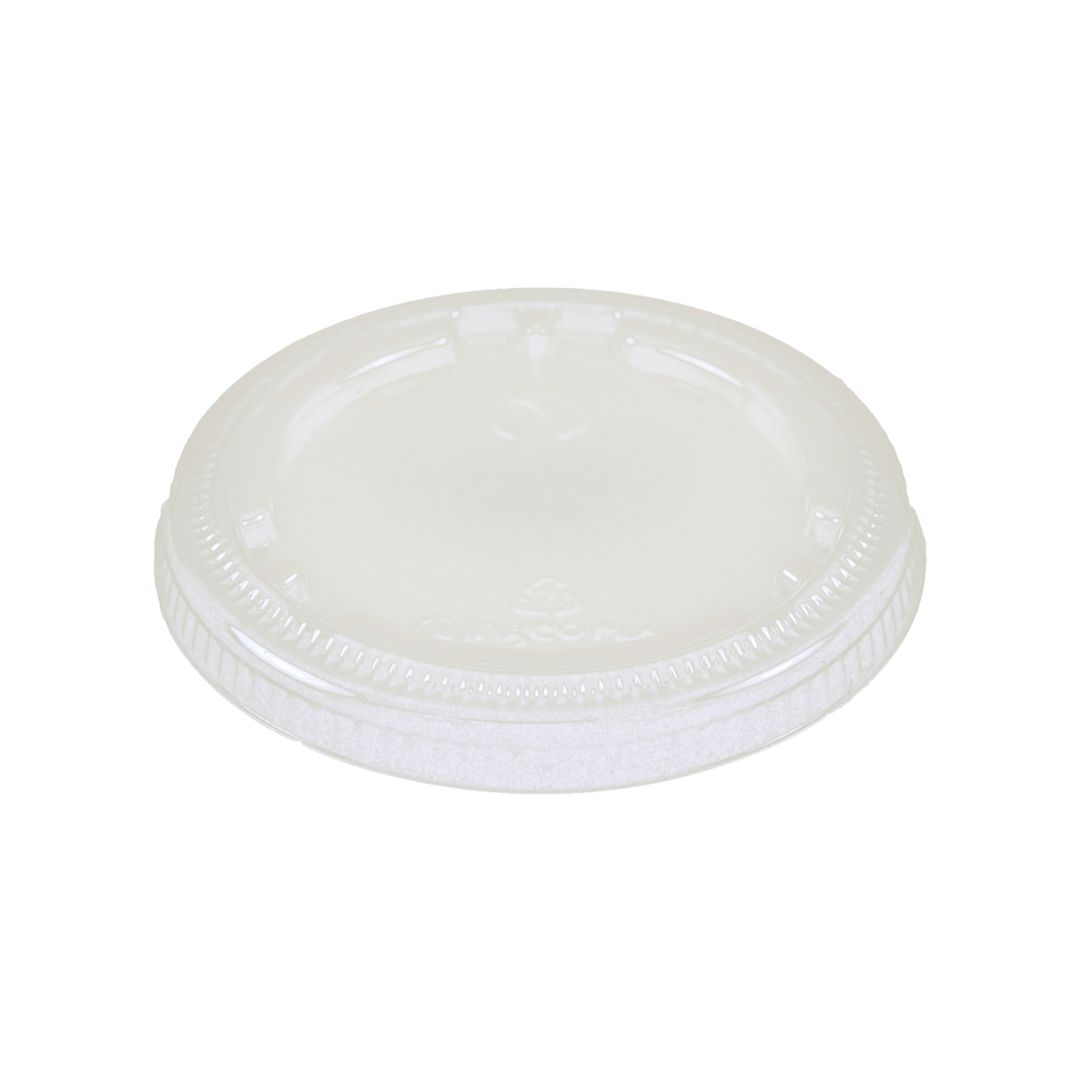 World Centric CPL-CS-9F PLA Lid for 4-9 oz Cold Cups and 2 oz Flat Portion Cup World Centric