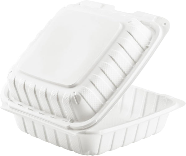 ITI TG-PM-88 8" x 8" x 3" White Plastic Hinged Container