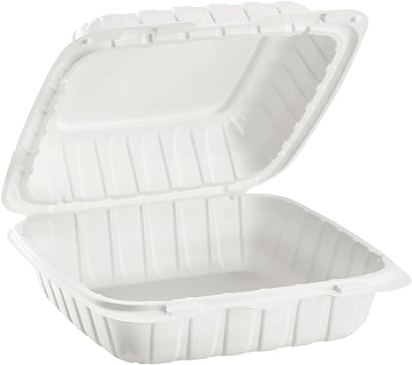 ITI TG-PM-88 8" x 8" x 3" White Plastic Hinged Container