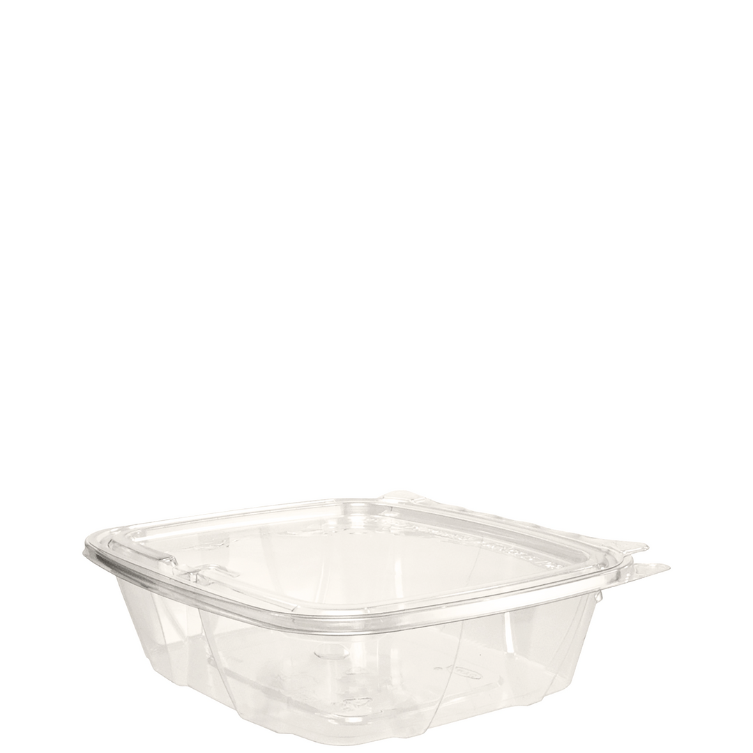 Dart ClearPac SafeSeal CH24DEF 24 oz Clear Plastic Tamper Evident/Resistant Container with Flat Lid