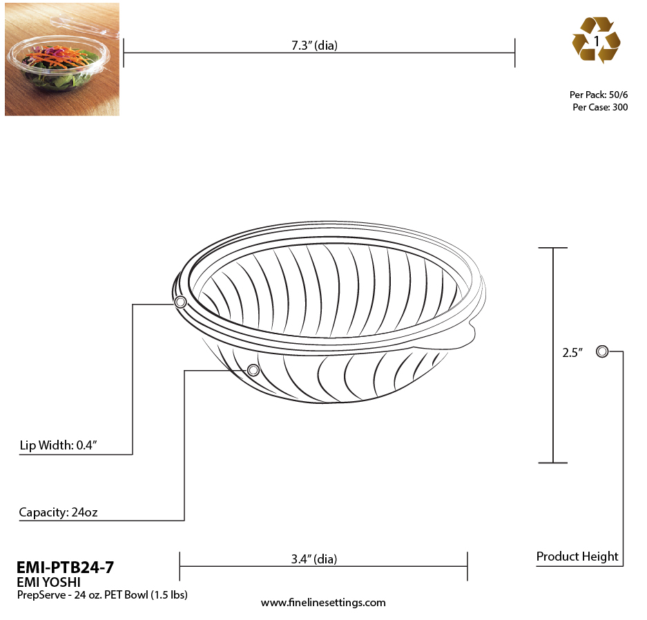 Fineline EMI-PTB247 24 oz Black PET Salad Bowl