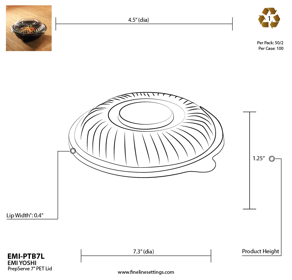 Fineline EMI-PTB7L Clear Dome Lid for 24-32 oz PrepServe Bowls