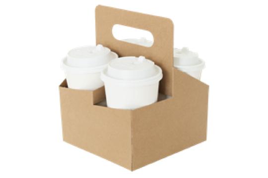 BOXit Kraft Four Cup Drink Carrier (holds 8-32 oz. cups) (29500)