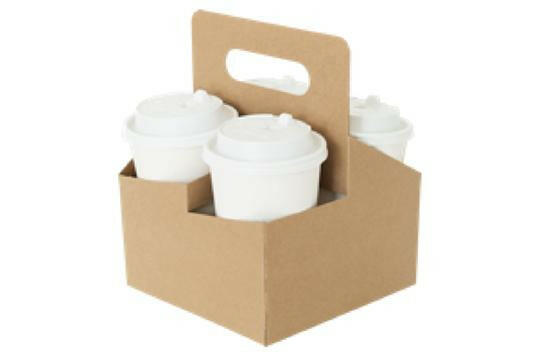 BOXit Kraft Four Cup Drink Carrier (holds 8-32 oz. cups) (29500)