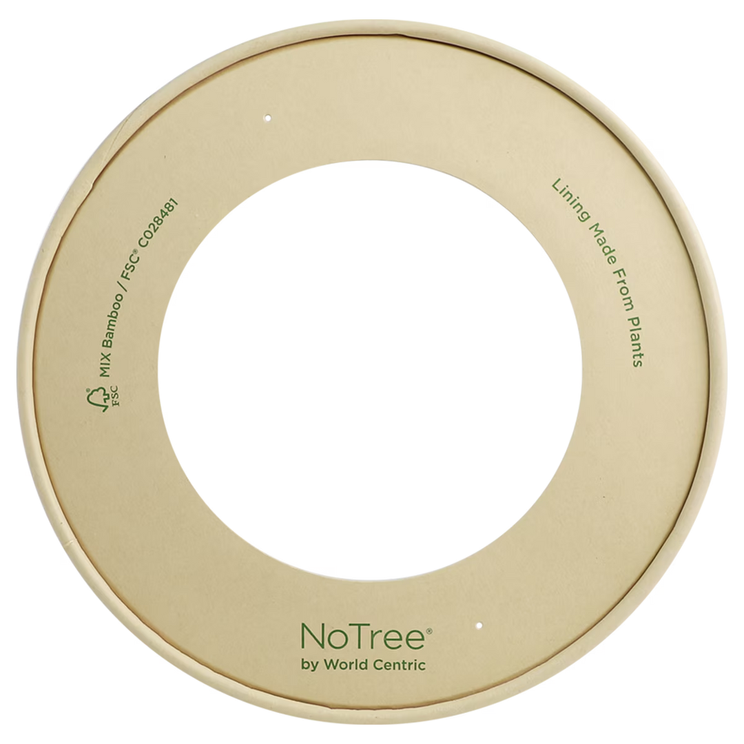 World Centric BOL-NT-42WW Paper Lid with PLA Window for 42 oz Wide Paper Bowl