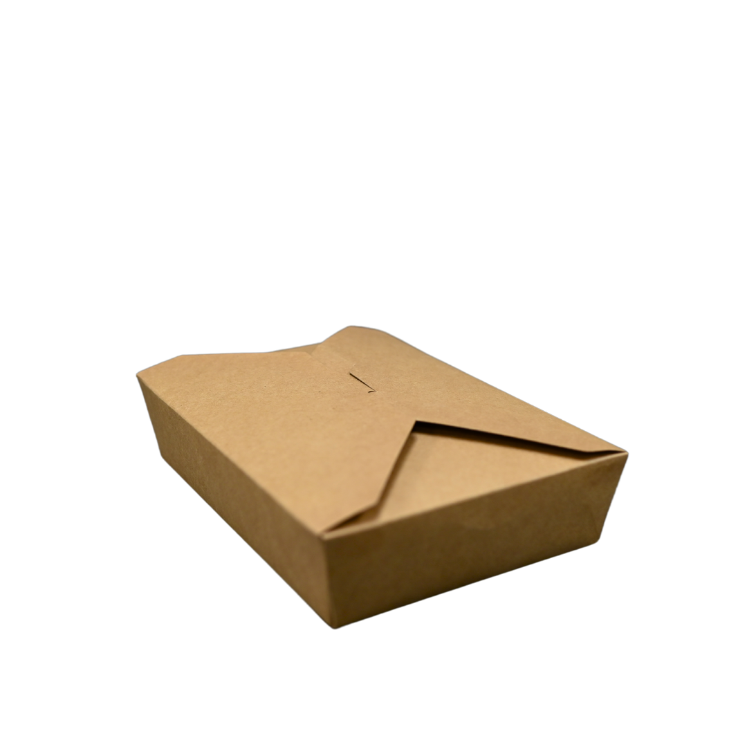 ITI TG-KB-#2 Kraft Folded Paper 49 oz Take-Out Container #2 - 7.75" x 5.5" x 1.88"