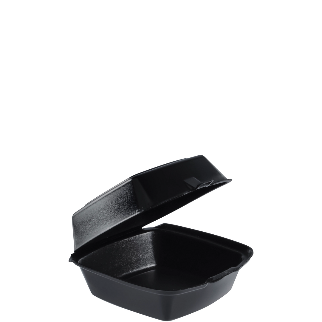 Dart 60HTB1 6" Black Foam Hinged Lid Container Dart